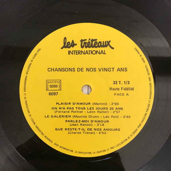 Fernand Lorillard & Francine Mercier - Chansons De Nos Vingt Ans | Les Tréteaux International (6097) - 3