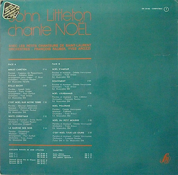 John Littleton - John Littleton Chante Noël | Editions Studio S.M. (SM 30-563) - 2