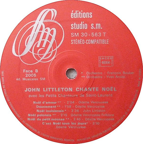 John Littleton - John Littleton Chante Noël | Editions Studio S.M. (SM 30-563) - 4