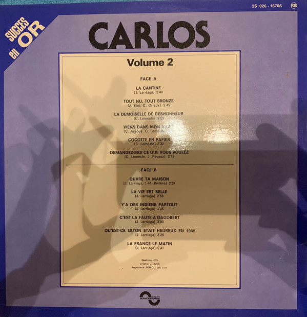 Carlos - Carlos Volume 2 | Sonopresse (2S 026 - 16.766) - 2