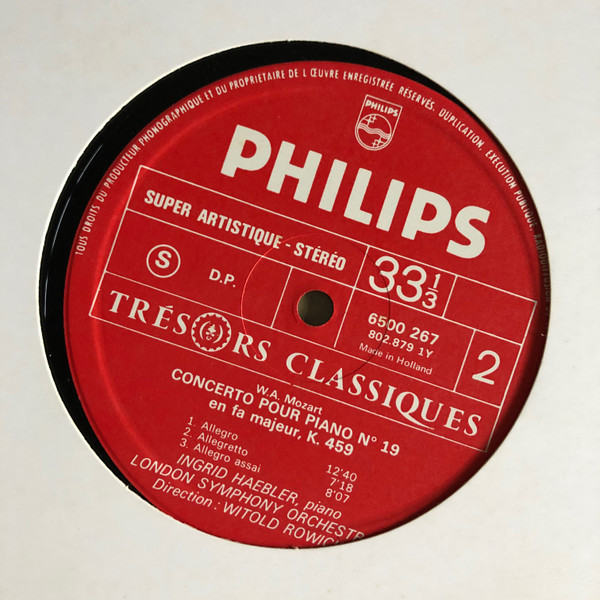 Mozart – Ingrid Haebler , London Symphony Orchestra , Witold Rowicki - Concerto Pour Piano N° 21, K. 467 / Concerto Pour Piano N°  19, K. 459 | Philips (6500 267) - 3