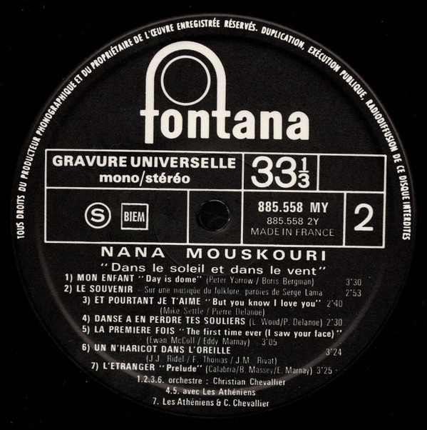 Nana - Dans Le Soleil Et Dans Le Vent | Fontana (885.558 MY) - 4