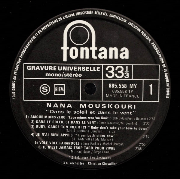 Nana - Dans Le Soleil Et Dans Le Vent | Fontana (885.558 MY) - 3