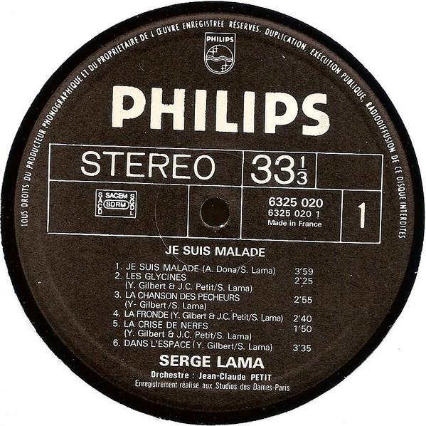 Serge Lama - Je Suis Malade | Philips (6325 020) - 5 Serge Lama - Je Suis Malade | Philips (6325 020) - 5