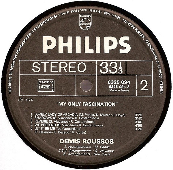 Démis Roussos - My Only Fascination | Philips (6325 094) - 4
