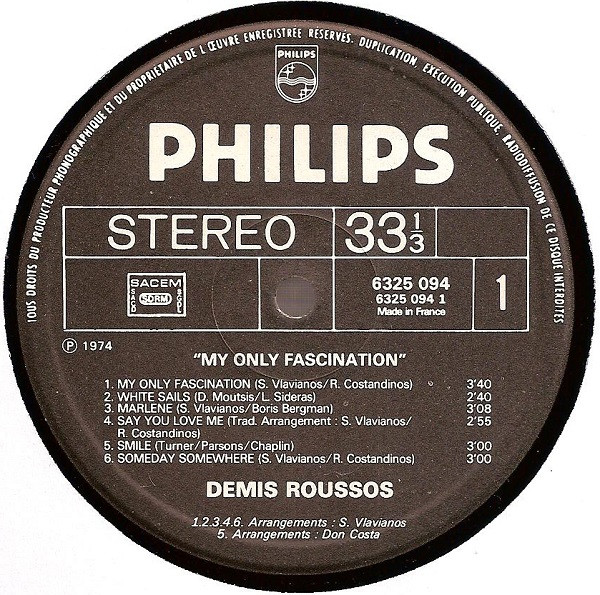 Démis Roussos - My Only Fascination | Philips (6325 094) - 3