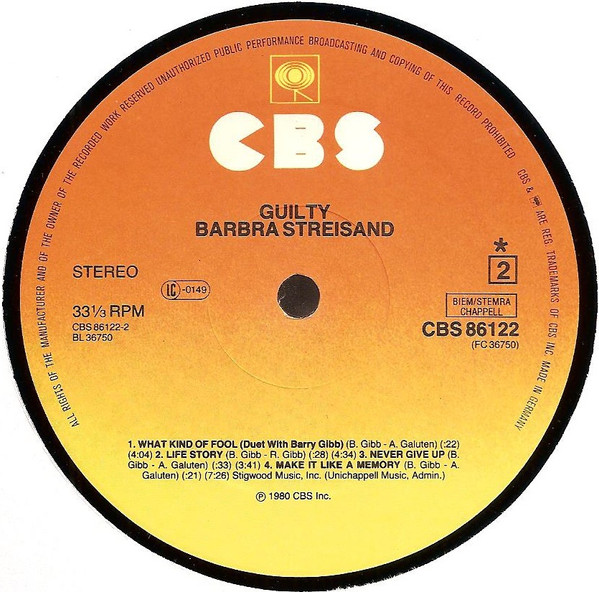 Streisand - Guilty | CBS (CBS 86122) - 6 Streisand - Guilty | CBS (CBS 86122) - 6