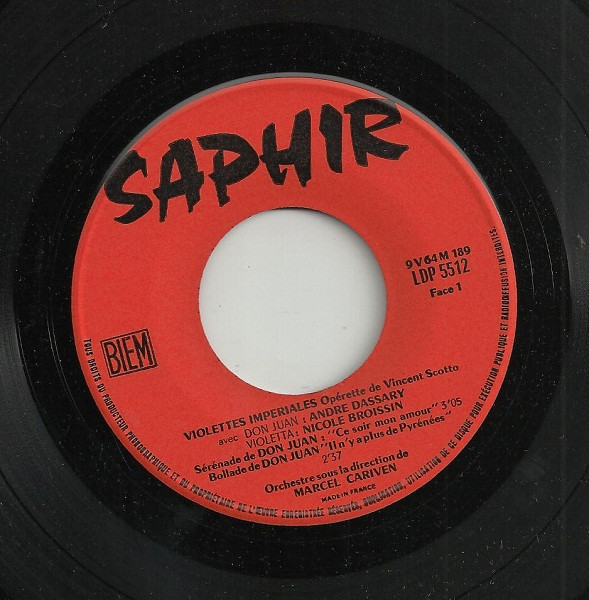 André Dassary Et Nicole Broissin - Violettes Impériales | Disque Saphir (LDP 5512) - 3