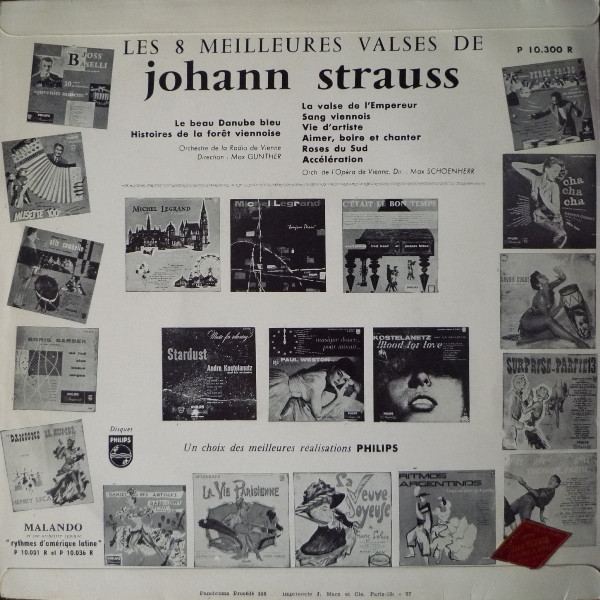 Johann Strauss / Orchestre De La Radio De Vienne , Max Gunther / Orchestre De L'Opéra De Vienne , Max Schoenherr - Les 8 Meilleures Valses De Johann Strauss | Philips (P 10.300 R) - 2