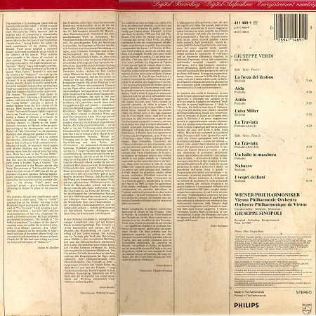 Giuseppe Sinopoli - Verdi - Wiener Philharmoniker - Overtures | Philips Digital Classics (411 469-1) - 2 Giuseppe Sinopoli - Verdi - Wiener Philharmoniker - Overtures | Philips Digital Classics (411 469-1) - 2
