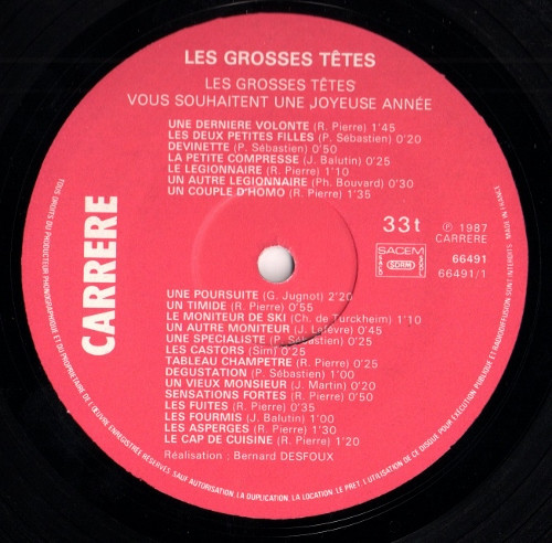 Les Grosses Têtes - Vous Souhaitent Une Joyeuse Année 1988 - Histoires Salées, Sucrées A L'antenne Vol 2 | Carrere (66 491) - 3