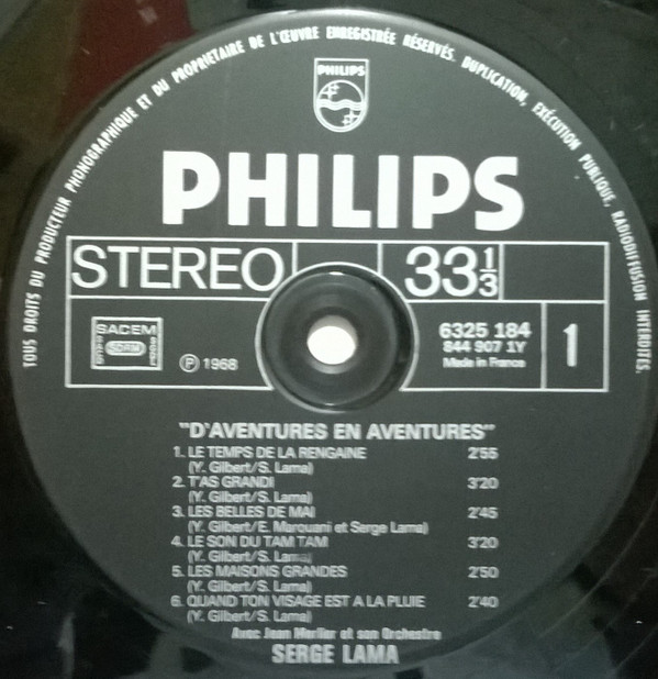 Serge Lama - D'Aventures En Aventures | Philips (6325 184) - 3