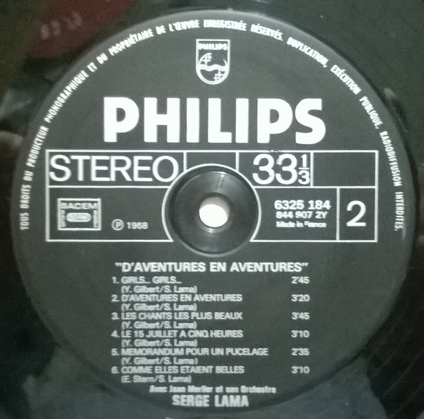 Serge Lama - D'Aventures En Aventures | Philips (6325 184) - 4