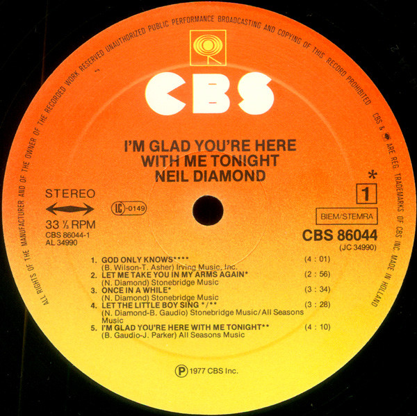 Neil Diamond - I'm Glad You're Here With Me Tonight | CBS (CBS 86044) - 3 Neil Diamond - I'm Glad You're Here With Me Tonight | CBS (CBS 86044) - 3