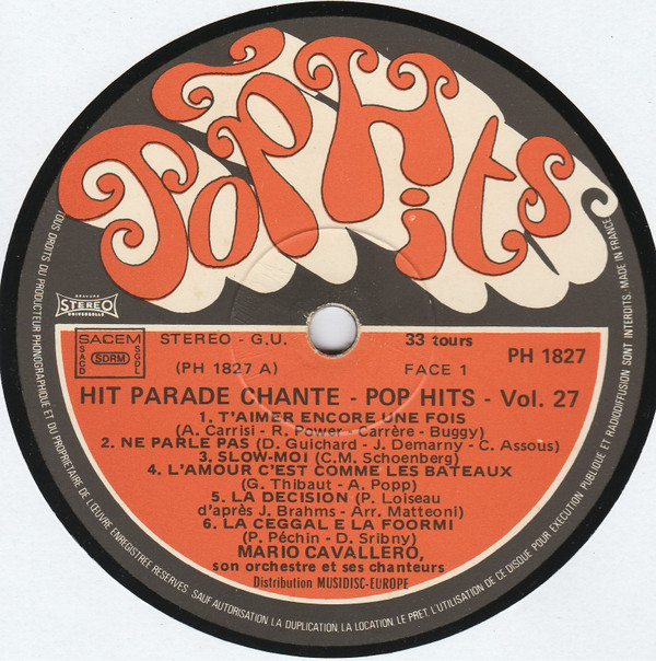 Mario Cavallero Son Orchestre Et Ses Chanteurs - Hit Parade Chante - Pop Hits - Vol. 27 | Pop Hits (PH 1827) - 3