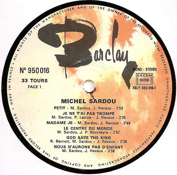 Michel Sardou - Michel Sardou | Barclay (950.016) - 4