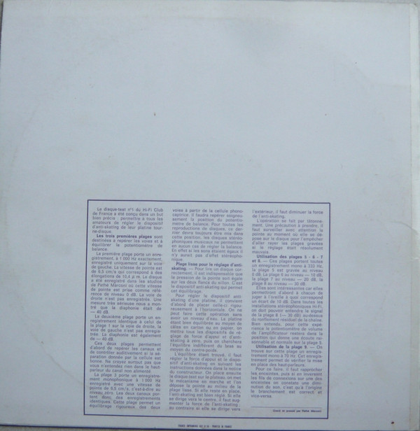 No Artist - Disque Test N°1 | Hifi Club De France (yPartx 72.997) - 3