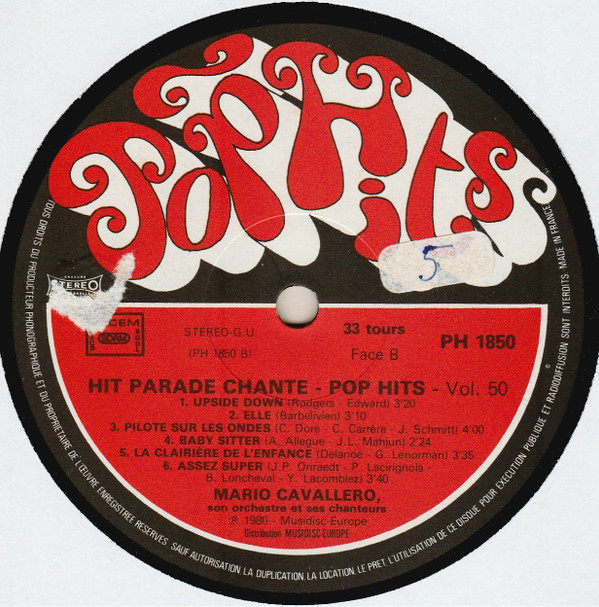 Mario Cavallero Et Son Orchestre Et Ses Chanteurs - Hit Parade Chanté - Pop Hits - Vol. 50 | Pop Hits (30 PH 1850) - 4