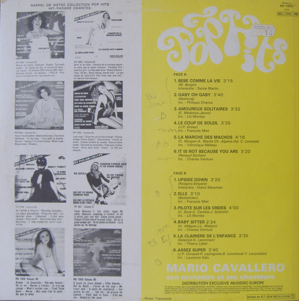 Mario Cavallero Et Son Orchestre Et Ses Chanteurs - Hit Parade Chanté - Pop Hits - Vol. 50 | Pop Hits (30 PH 1850) - 2