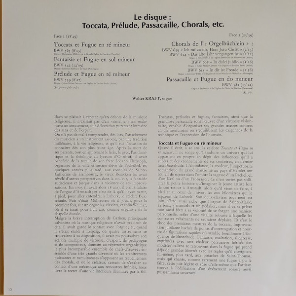 Bach - Walter Kraft - Pièces Pour Orgue: Toccata, Passacaille, Chorals, Etc. | Hachette (none) - 15 Bach - Walter Kraft - Pièces Pour Orgue: Toccata, Passacaille, Chorals, Etc. | Hachette (none) - 15