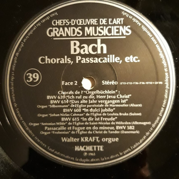 Bach - Walter Kraft - Pièces Pour Orgue: Toccata, Passacaille, Chorals, Etc. | Hachette (none) - 4 Bach - Walter Kraft - Pièces Pour Orgue: Toccata, Passacaille, Chorals, Etc. | Hachette (none) - 4