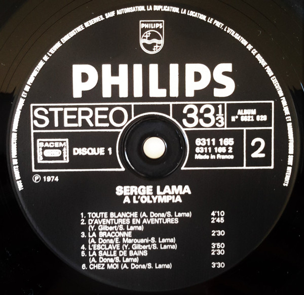 Serge Lama - Serge Lama À L'Olympia | Philips (6621 020) - 6