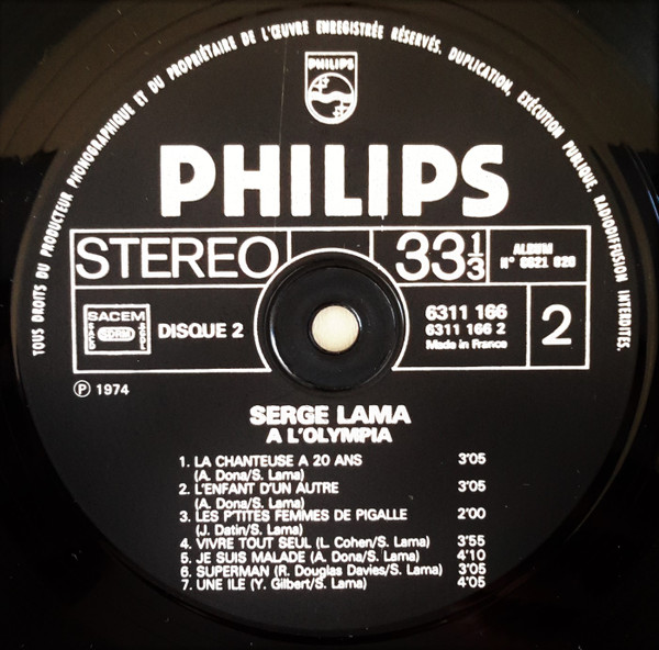 Serge Lama - Serge Lama À L'Olympia | Philips (6621 020) - 8