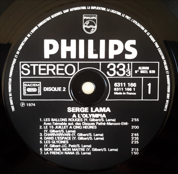 Serge Lama - Serge Lama À L'Olympia | Philips (6621 020) - 7