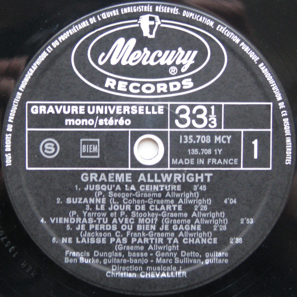 Graeme Allwright - Le Jour De Clarté | Mercury (135 708 MCY) - 3