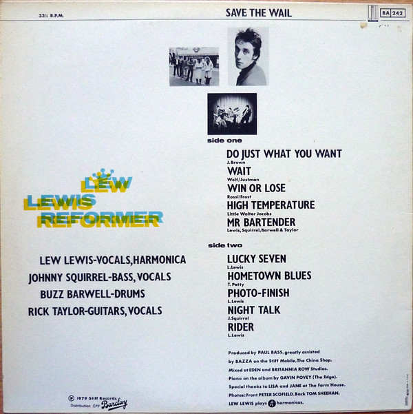 Lew Lewis Reformer - Save The Wail | Stiff Records (940 819) - 2 Lew Lewis Reformer - Save The Wail | Stiff Records (940 819) - 2