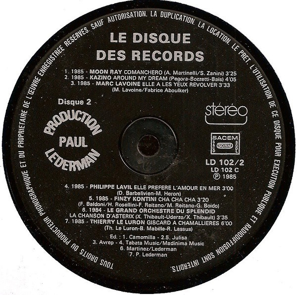 Various - Le Disque Des Records | Production Paul Lederman (LD 102 1/2) - 7