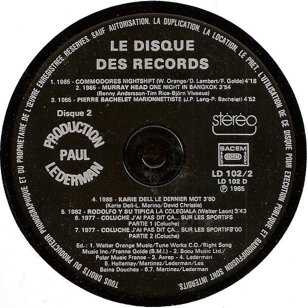 Various - Le Disque Des Records | Production Paul Lederman (LD 102 1/2) - 8