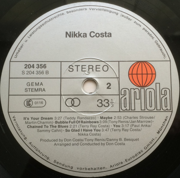 Nikka Costa - Nikka Costa | Ariola (204 356-320) - 10 Nikka Costa - Nikka Costa | Ariola (204 356-320) - 10