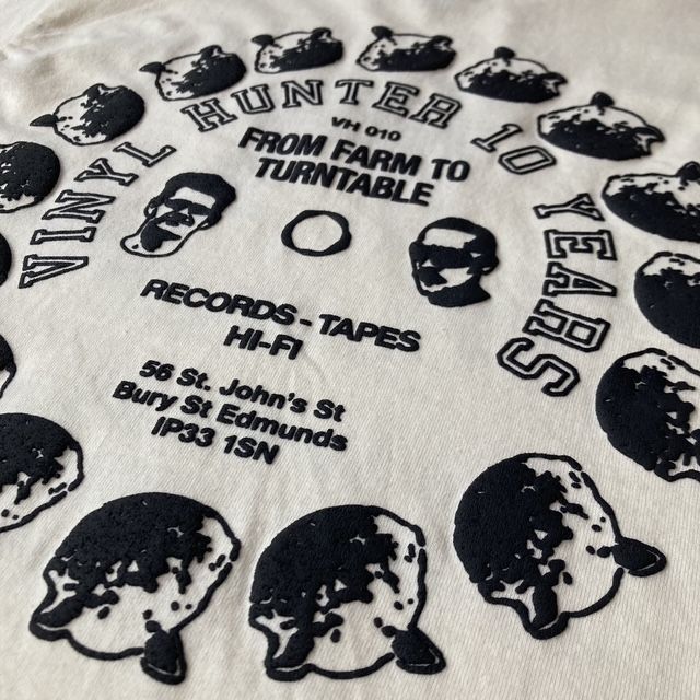Vinyl Hunter - Vinyl Hunter 10 Year Anniversary 'From Farm to Turntable' Tee (Off White) - 3 Vinyl Hunter - Vinyl Hunter 10 Year Anniversary 'From Farm to Turntable' Tee (Off White) - 3