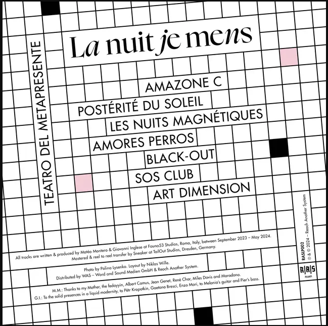La Nuit Je Mens - Teatro Del Metapresente | Reach Another System (RASLP002) - main La Nuit Je Mens - Teatro Del Metapresente | Reach Another System (RASLP002) - main