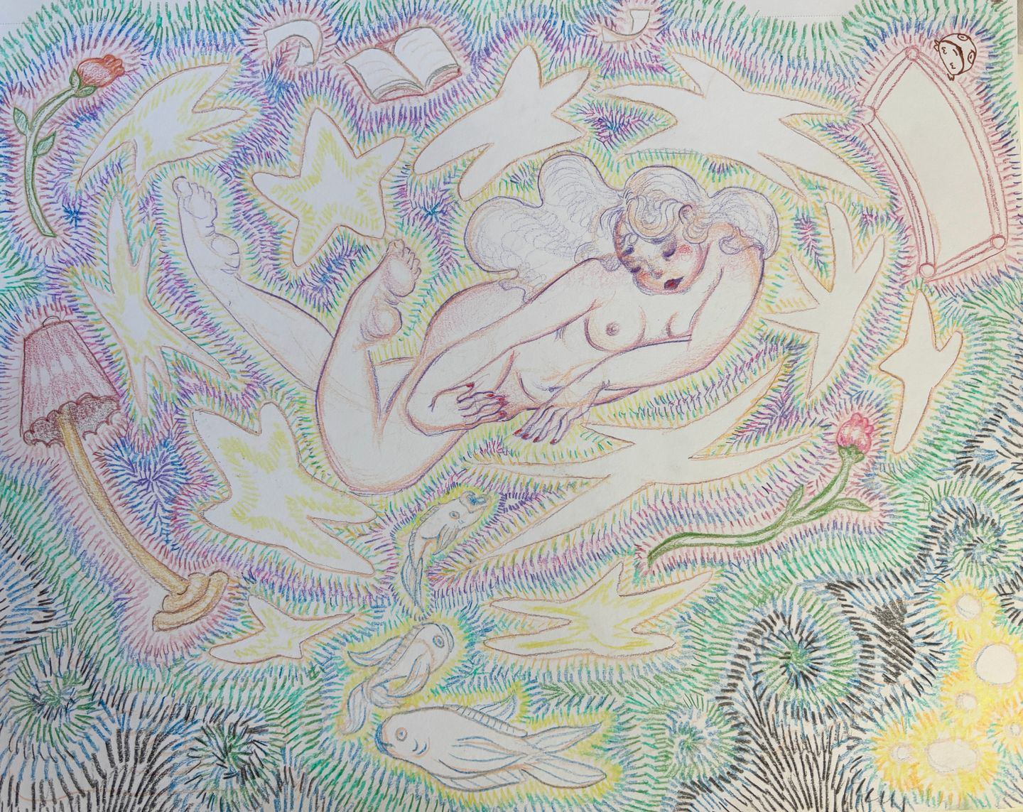 Jamie Ruiz-Risch - Float in Space, Colored Pencil on paper, 8 x 11 in, 2025 |  ()