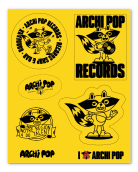 Archi Pop Records - Planche Stickers Jaune - main