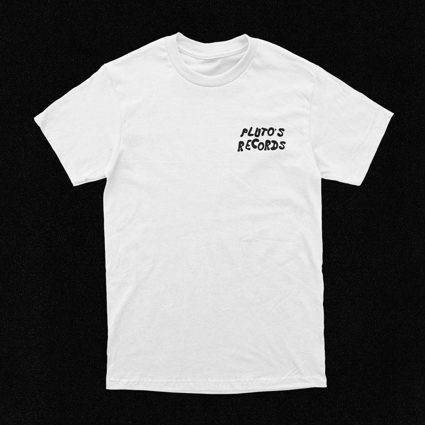Pluto's Records - White T-Shirt with Black Logo