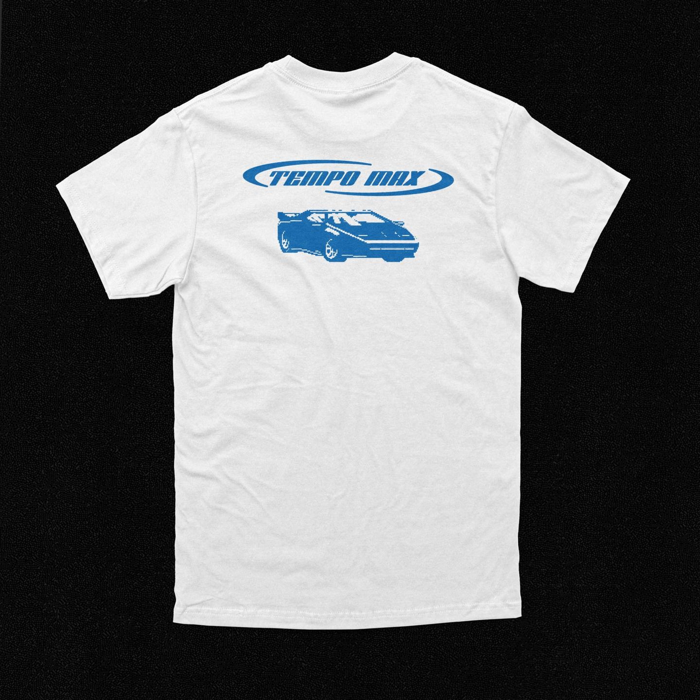 Pluto's Records - White T-Shirt With Blue Logo/Print -- Tempo Max