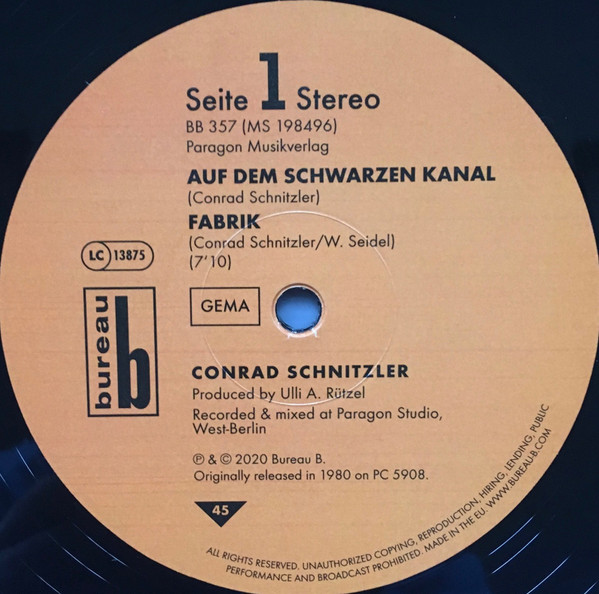 Conrad Schnitzler - Auf Dem Schwarzen Kanal | Bureau B (BB 357) - 3