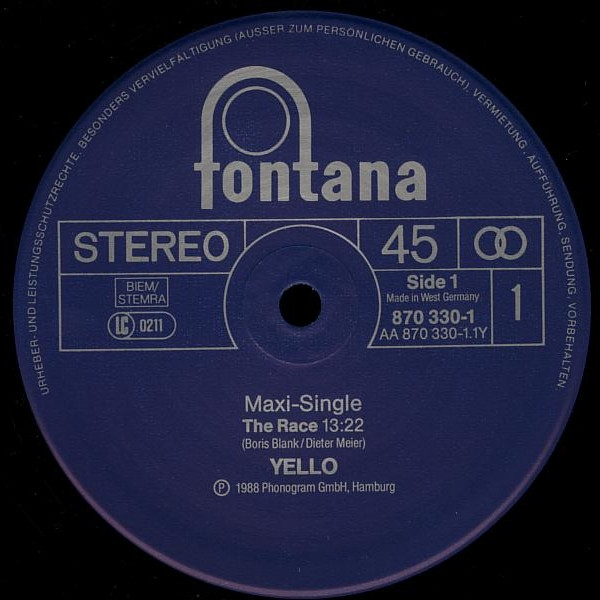 Yello - The Race | Fontana (870 330-1) - 3