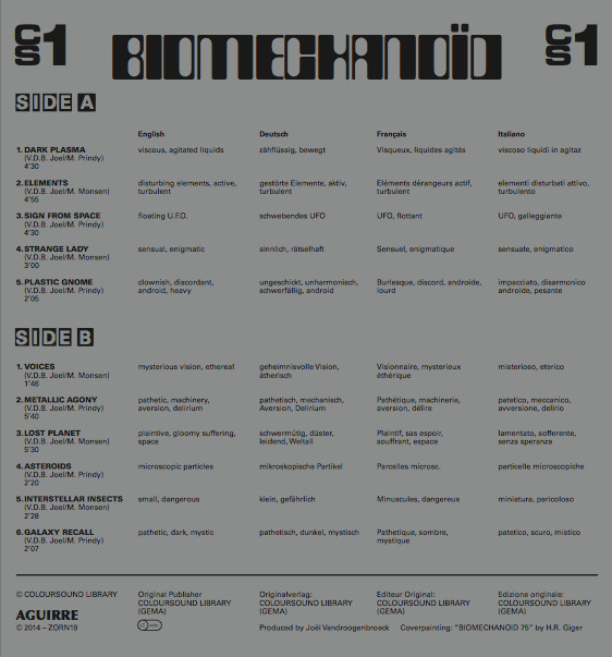 Joël Van Droogenbroeck - Biomechanoïd | Aguirre Records (ZORN19) - 2