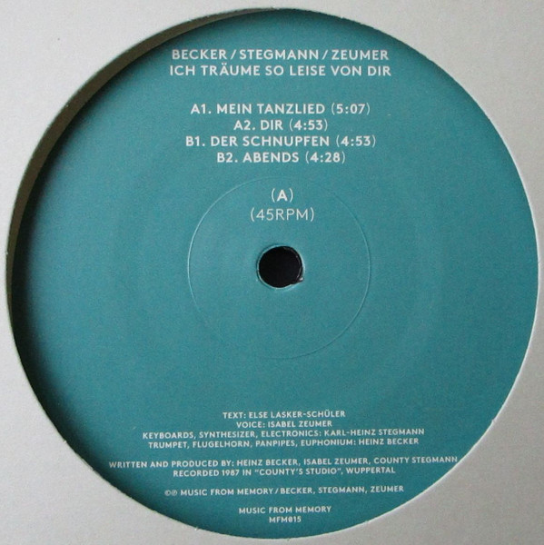 Becker / Stegmann / Zeumer - Ich Träume So Leise Von Dir | Music From Memory (MFM015) - main