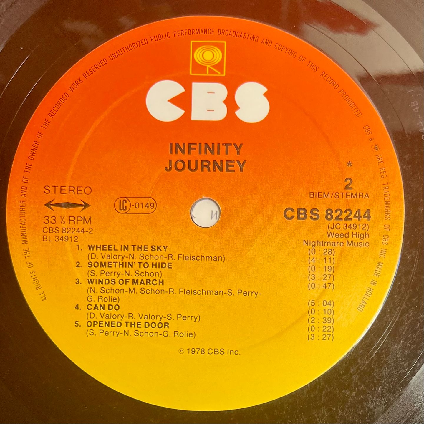 Journey - Infinity [Vinyl LP - 1st EU Press - 1978 - CBS 82244 - VG+/Fair with OIS] Rock | CBS (CBS 82244) - 5