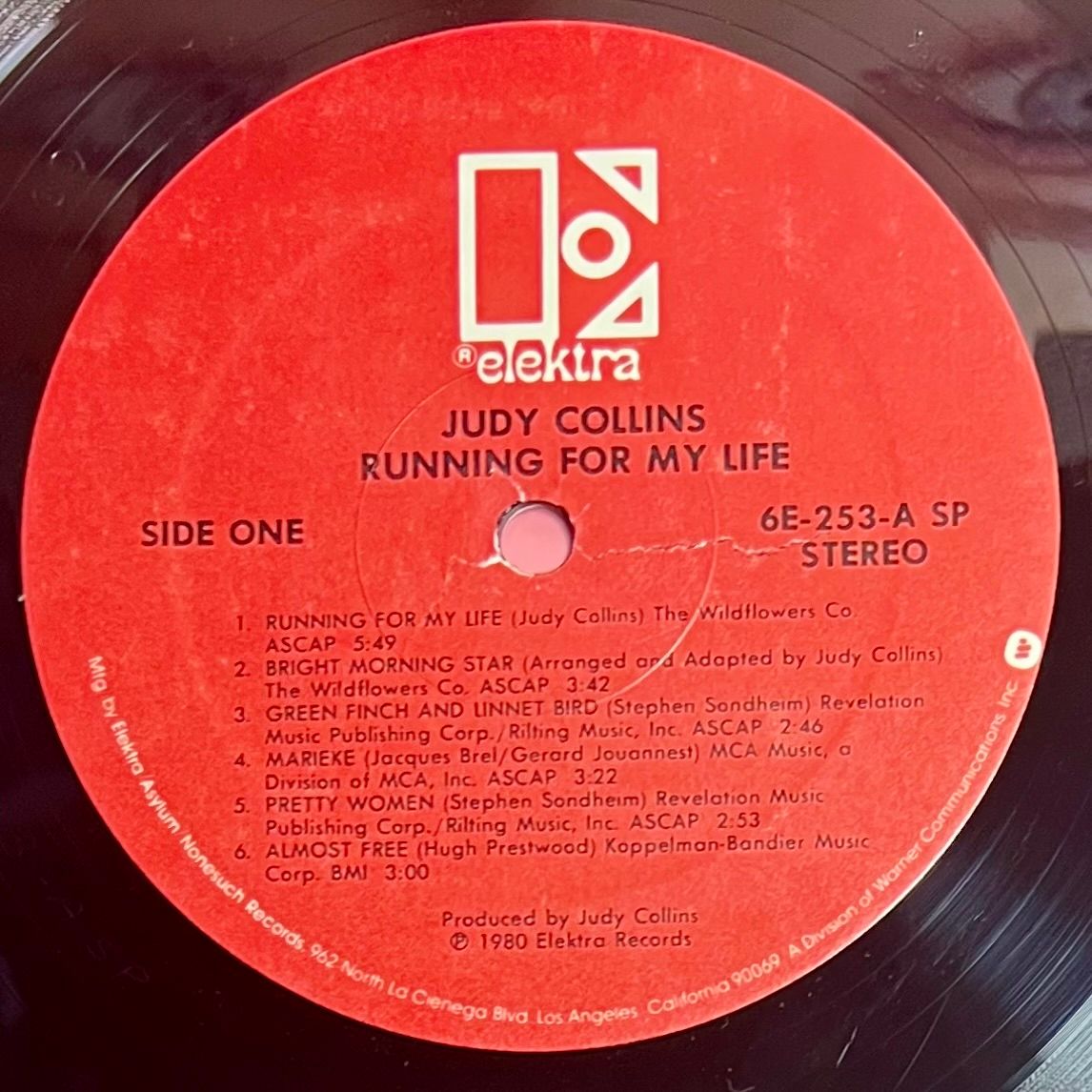 Judy Collins - Running For My Life [Vinyl LP - 1st US Press - 1980 - Elektra - 6E-253 - NM/EX] Folk | Elektra (6E-253) - 4