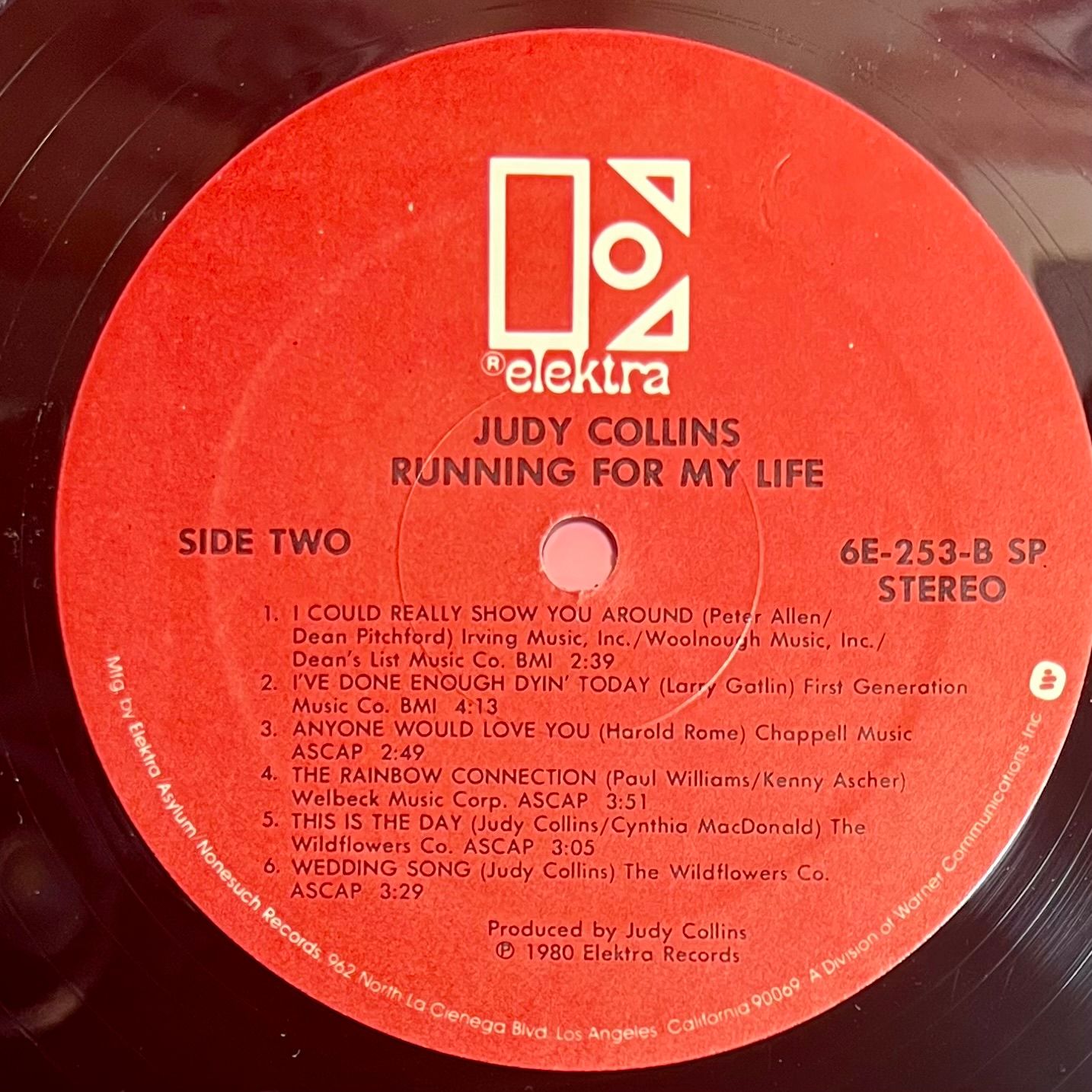 Judy Collins - Running For My Life [Vinyl LP - 1st US Press - 1980 - Elektra - 6E-253 - NM/EX] Folk | Elektra (6E-253) - 5