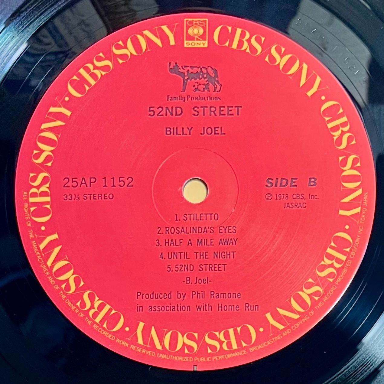 Billy Joel - 52nd Street [Vinyl LP - 1st Japan Press - 1978 - CBS 25AP 1152 - Mint with Obi, Inert & OIS] Pop Rock | CBS/Sony (25AP 1152) - 5