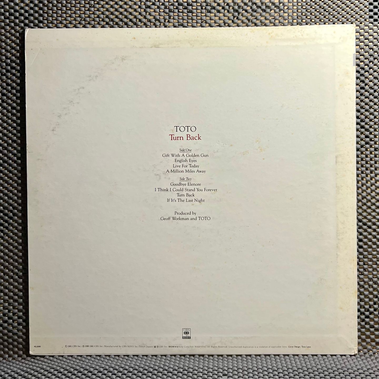 Toto - Turn Back [Vinyl LP - 1st Japan Press - 1981 - 25AP 2000 - NM/EX - No obi with insert & Poster] Pop Rock | CBS/Sony (25AP 2000) - 3