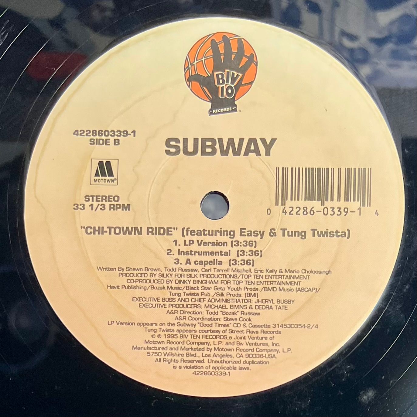 Subway - Fire / Chi-town Ride [Vinyl EP 12" - 1st US Press - 1995 - NM/NM] R&B | Biv Ten Records (422860339-1) - 5