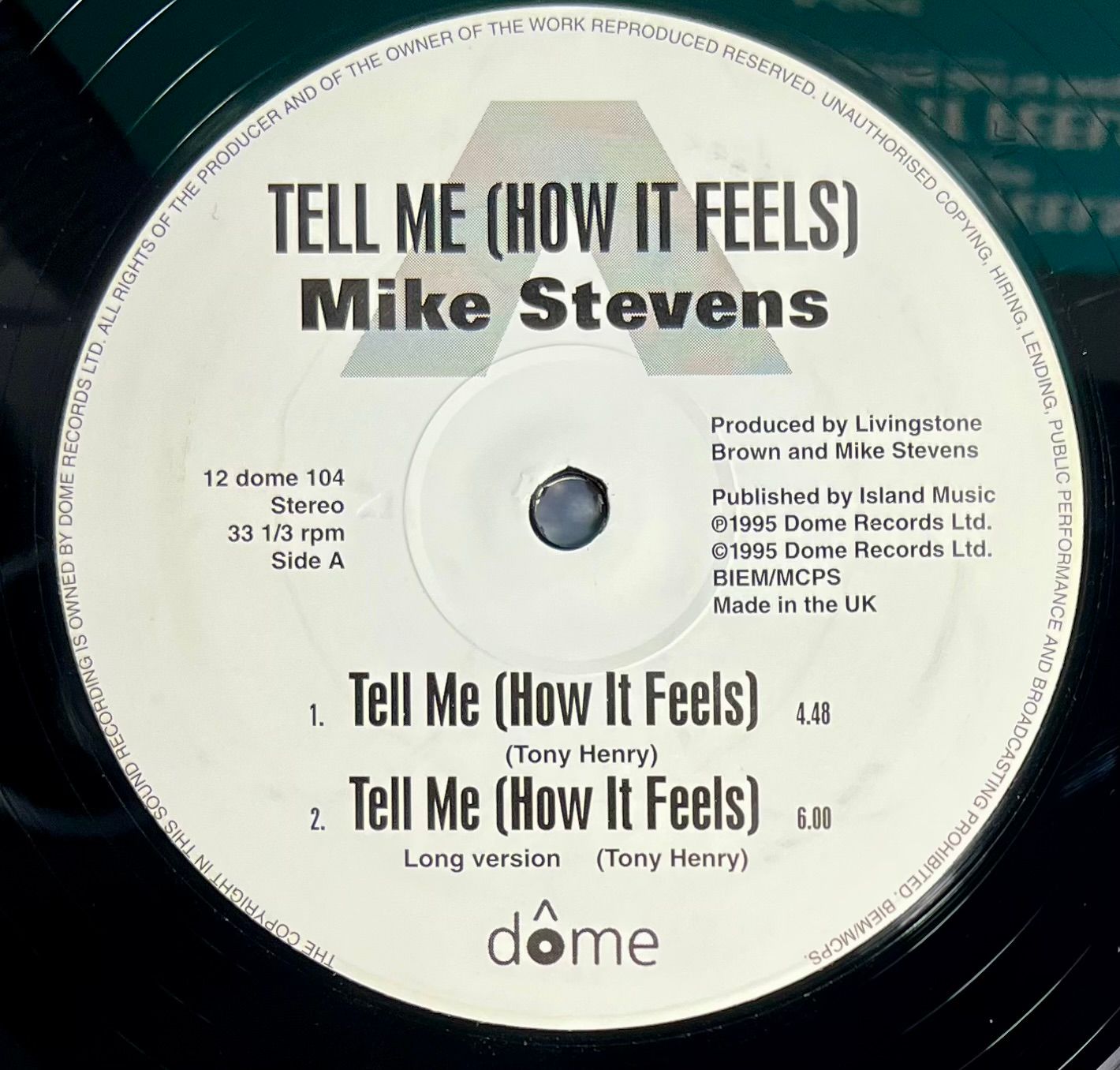 Mike Stevens Featuring Meli'sa Morgan - Tell Me (How It Feels) | Dome Records (12DOME 104) - 4 Mike Stevens Featuring Meli'sa Morgan - Tell Me (How It Feels) | Dome Records (12DOME 104) - 4